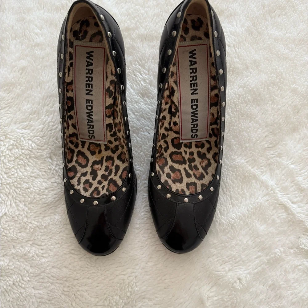 Warren Edwards Black Studded Women's Heels Size 7.5